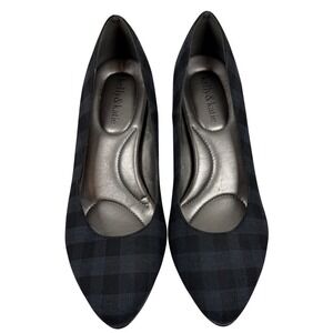 Kelly & Katie Women's Black & Gray Plaid, Pointed Toe Heels, Size 9